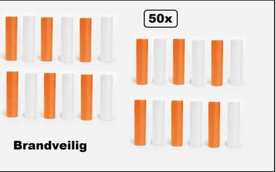 50x Serpentines rollen oranje en wit - Papier - BRANDVERTRAGEND - Carnaval- festival - optocht - feest - party - serpentine - brandvertragend