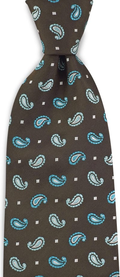 We Love Ties - Stropdassen - Stropdas La Passegiata #1 - bruin / turquoise / wit
