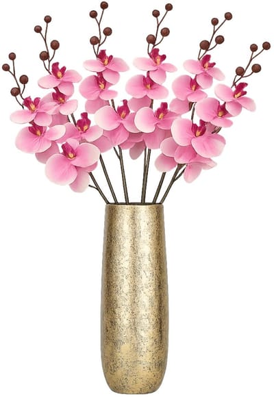 Bellatio Design Kunstbloem Orchidee Milan - 4x - roze - 78 cm - losse steel - kunst zijdebloemen - Phalaenopsis