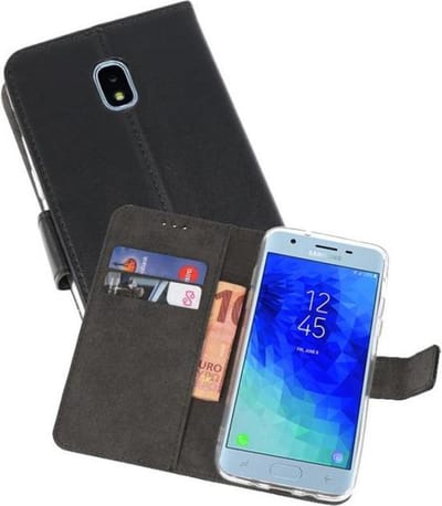 Booktype Telefoonhoesjes - Bookcase Hoesje - Wallet Case - Geschikt voor Samsung Galaxy J3 2018 - Zwart