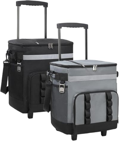 Draagbare ijsbox - Koeltas op wielen - Outdoor reizen - Grote capaciteit - 35 liter - Zwart