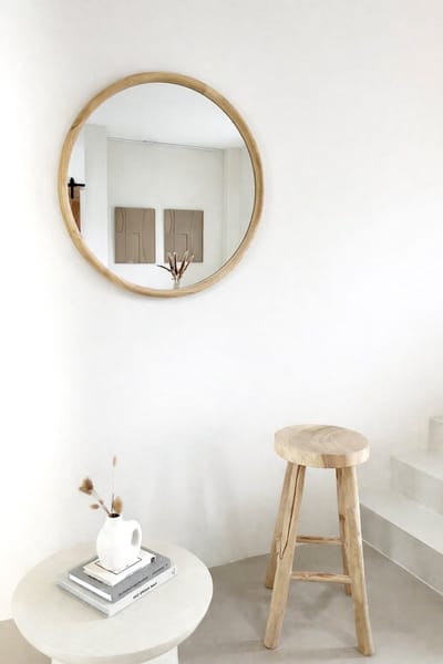 Nordic Style® Ronde spiegel 80x80cm - Naturel Grenen hout - Scandinavische Spiegels - Cirkel - Wandspiegel - Badkamerspiegel - Gangspiegel - Wand - Gang - Badkamer