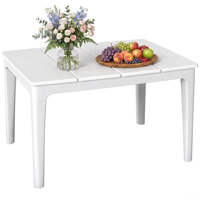 Outsunny Koffietafel-Kunststof-70L x 53B x 39H cm-Crèmekleurig