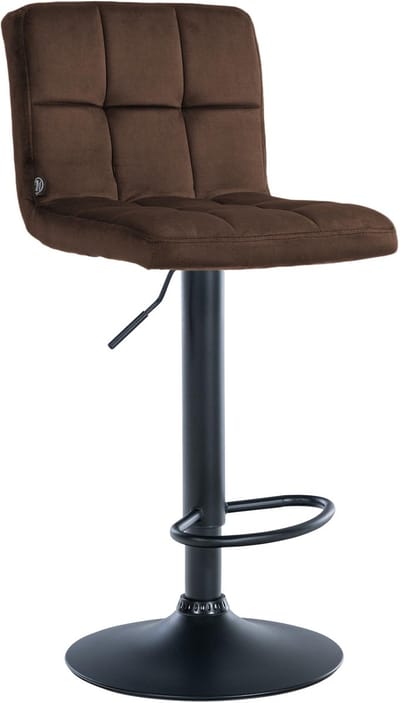 CLP Peru Barkruk - Met rugleuning - Voetsteun - Fluweel - Velvet - zwart/bruin