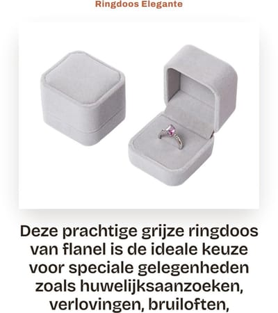Dailygoods- Sieradenbox Elegant - Ringdoosje Huwelijk - Cadeaudoos - Verlovingsring - Robuust - Luxe Pluche - Ringdoos