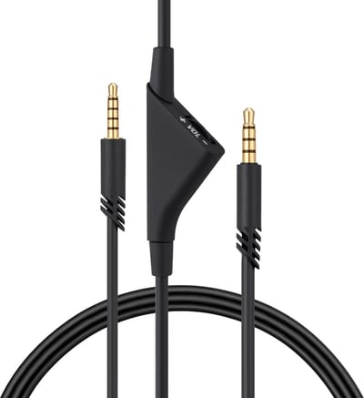 kwmobile vervangende koptelefoonkabel met volumeregeling - geschikt voor Logitech Astro A50 / A40TR / A40 / A30 / A10 - 200 - In zwart