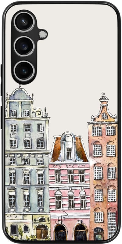 Leuke Telefoonhoesjes - Hoesje geschikt voor Samsung Galaxy S23 FE - Grachtenpandjes - Backcover zwart - Print / Illustratie - Multi