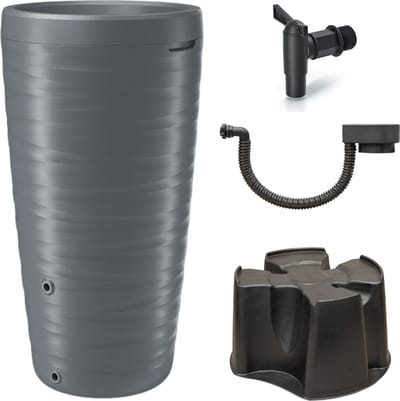 Complete set Vaze - Regenton - 2-in-1 - 240 liter - Grijs - Plantenbak - Bewatering - Set - Tuinieren - Tuin - Moestuin
