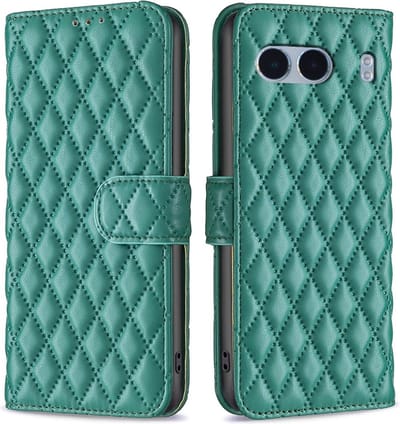 BINFEN Hoesje - Geschikt voor OnePlus Nord 4 Hoesje - BINFEN Rhombus Book Case - Groen