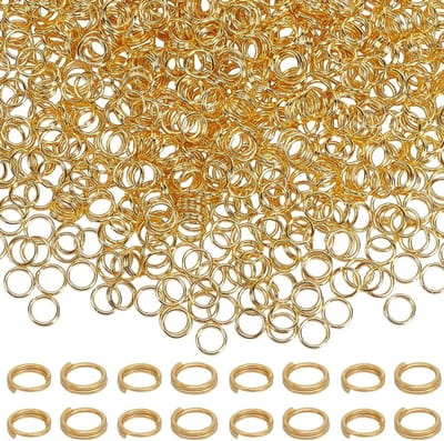 1 Box 1000 Stuks Split Rings Dubbele Lussen 5mm Gouden Jump Rings Bulk Ronde Haken voor Sieraden Maken, DIY Kettingen, Armbanden en Oorbellen