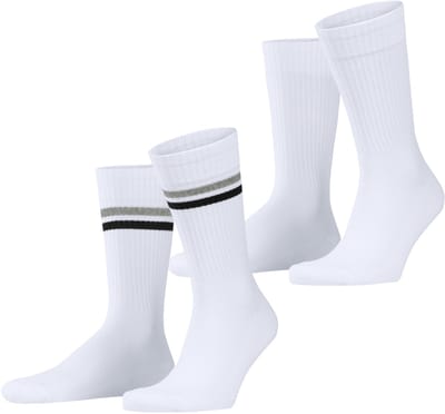 Esprit Tennis Stripe 2-Pack gedessineerd katoen multipack sokken heren wit - maat 43-46