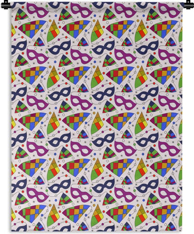 Wandkleed - Wanddoek - Carnaval - Patronen - Maskers - 150x200 cm - Wandtapijt