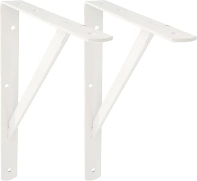 AMIG Plankdrager/planksteun van metaal - 2x - gelakt wit - H600 x B375 mm - boekenplank steunen - tot 150 kg