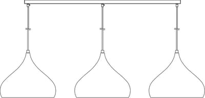 Losse opbouw basis voor pendels 3x, wit, 120cm