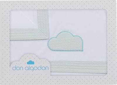 Don Algodon Wieglakenset Cloud Junior Katoen Wit/groen 3-delig