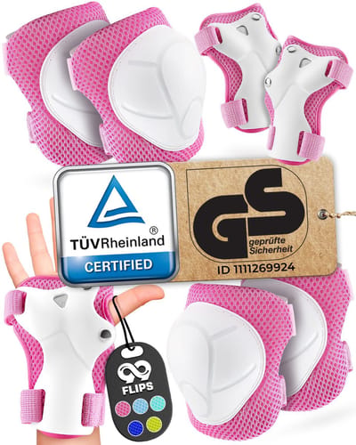 99FLIPS Kniebeschermers Kinderen - TÜV Rheinland GS Gecertificeerd [6-delig] - Kniebeschermers voor Kinderen, Elleboog- en Polsbeschermers - Skate Beschermset Kinderen Beschermingsset voor Kinderen