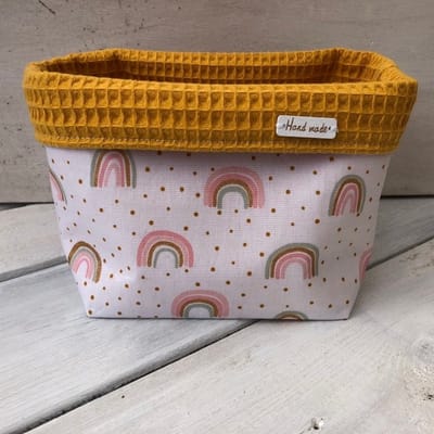 Commodemandje - Klein - Regenboog - Metallic - Okergeel - Wafelkatoen