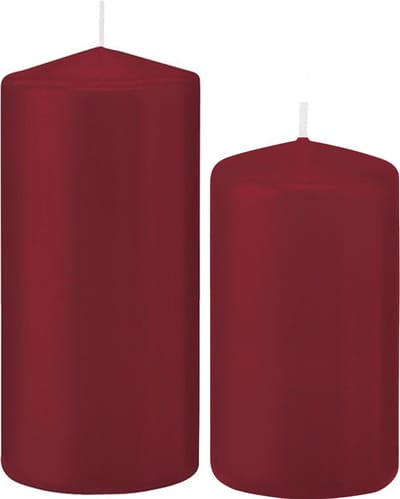 Trend Candles - Stompkaarsen set 4x stuks bordeaux rood 12 en 15 cm