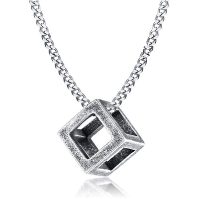 LGT Jewels heren ketting Edelstaal Kubus Vintage