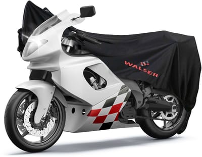 Walser indoor motorzeil, 100% geschikt motorzeil indoor stretch, motorfietsgarage voor binnen, motorhoes winterbestendig, motoraccessoires zwart M 215x95x120 cm