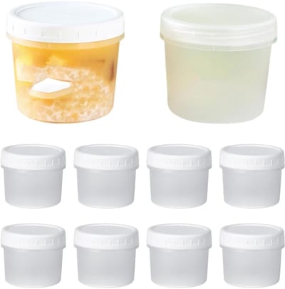 10 stuks bewaarbekers - Kleine voedselbewaarbakjes - Herbruikbare deksels - 5 oz - Stapelbaar - Voor fruit, jam, sauzen, yoghurt, ijs, snacks, enz. - 160 ml - 7 x 6 cm