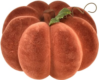 Decoratieve pompoen geflockt - herfst tafeldecoratie in krachtig roodb