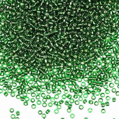 Rocailles 110 gram ongeveer 3500 stuks, 3 mm 8/0 glazen knutselkralen voor het maken van oorbellen, armbanden, hangers, taillesieraden, doe-het-zelf handgemaakte rocailles (donkergroene zilveren