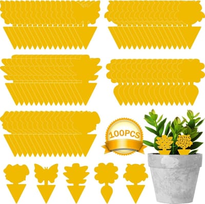 Rouwvliegjes Stickers - Gele Plakvallen voor Ongediertebestrijding - Voor Binnenplanten en Kamerplanten - Voor Plantenliefhebbers - Plakvallen - Geel - 100 Stuks