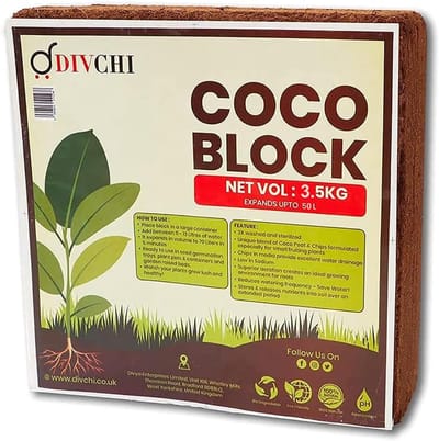 Coco Coir Block 3,5 kg | BIO O | Natuurlijke Kokosvezel | 100% Natuurlijk | Reptielvriendelijk | PH Stabiele Bodem | Hoge Vochtretentie