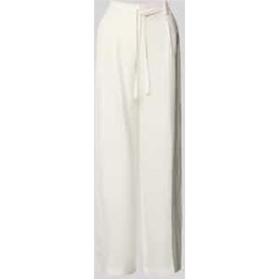 Wide leg broek van linnenmix met riem