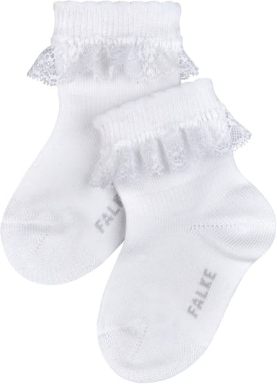 FALKE Romantic Lace eenkleurig katoen sokken baby wit - maat 50-56