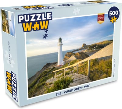 Puzzel Zee - Vuurtoren - Wit - Legpuzzel - Puzzel 500 stukjes