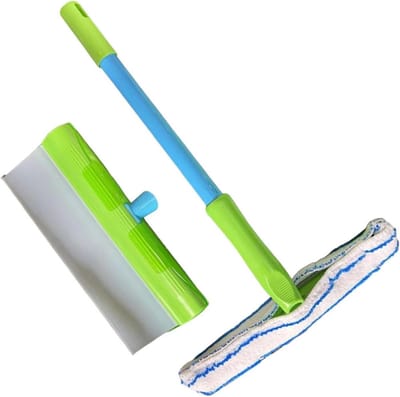 Raamtrekker Douchewisser - Spiegelreiniger Glaswisser - Ramen Schoonmaken - Met Afvoerbak - 39 x 30 cm - Groen