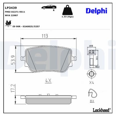 Remblokkenset, schijfrem DELPHI LP3439