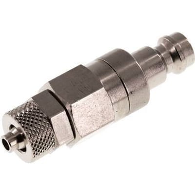Vernikkeld Messing DN 5 Luchtkoppeling Insteeknippel 4x6 mm Push-On Double Shut-Off - CLP5-N-BN-SV-4