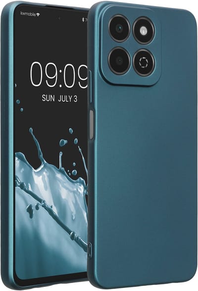 kwmobile metallic telefoonhoesje van TPU - geschikt voor HONOR 200 Smart 5G / X7C 4G - Flexible case voor smartphone - In Metallic carabisch blauw