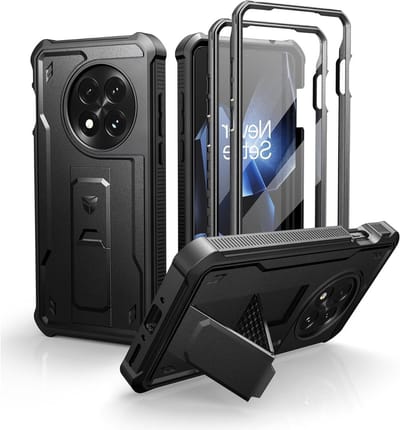 Robuuste Schokbestendige Hoes voor OnePlus 13 5G met Kickstand en Extra Voorframe, Ideaal voor Buitenactiviteiten en Avonturen - Zwart