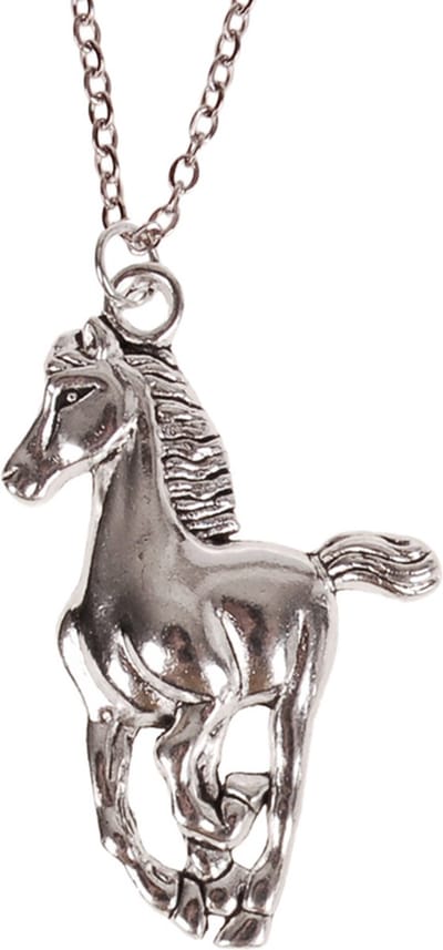 Kinderketting 45cm - Hanger Paard zilverkleurig 4x2,5cm