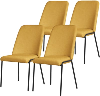 Eetkamerstoelen set van 4 mosterd met rugleuning, gestoffeerde stoelen voor eetkamer & keuken ML-Design