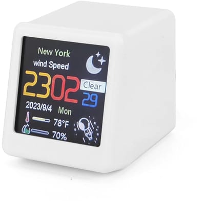 Slim Weerstation - Wifi Klok - Bureau Decoratie - Met GIF Animatie - 45mm - Oranje