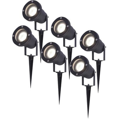 HOFTRONIC Set van 6 LED prikspots - 4 Watt 345 Lumen - Dimbaar - Kantelbaar - 4000K neutraal wit - GU10 - IP64 Waterdicht - Zwart - Tuinspots