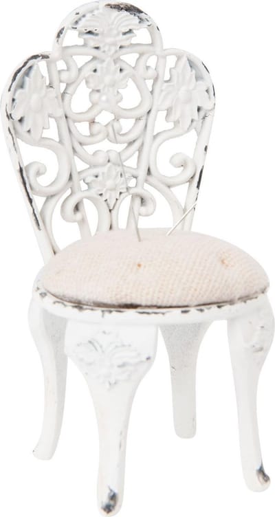Clayre & Eef Speldenkussen 5x5x10 cm Wit IJzer