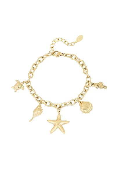 Sea breeze armband - 5 hangertjes - Verkleurt niet - Roestvrij staal - Goudlief.nl