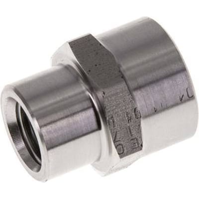 1/4'' NPT x 3/8'' NPT RVS Sok 210 Bar - Hydrauliek - FL2S-F-S-014N-038N