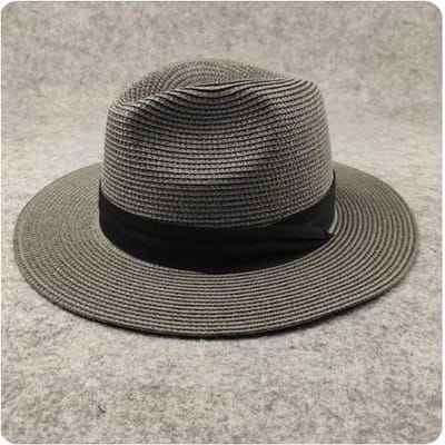 XL Grote Hoofd 63CM Zomer Strand Geweven Zon Hoeden Mannen Vrouwen Grote Maten Jazz UV UPF 50+ Zon Bescherming Reizen Panaman Stro Hoeden Unisex M55-57cm black