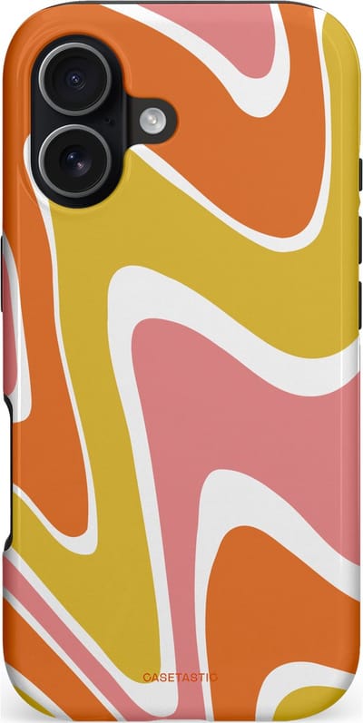 Casetastic hoesje geschikt voor Apple iPhone 17 - MagSafe - Dubbellaagse bescherming - Retro rave - Fashion Case - Goud Terracotta Koraal Wit