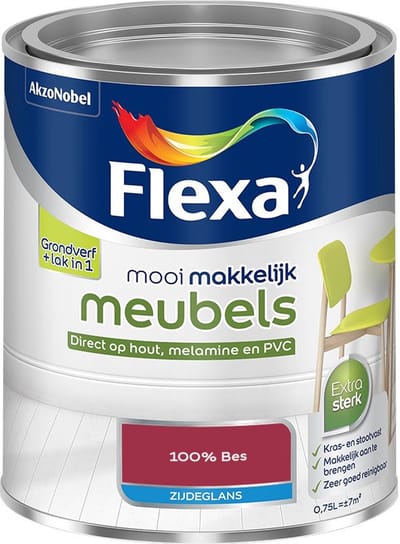Flexa - Mooi Makkelijk Meubels Zijdeglans - 100% Bes - Mengverf - 750 Ml