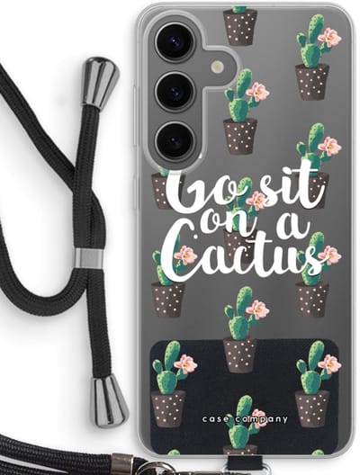 Case Company® - Hoesje met koord geschikt voor Samsung Galaxy S24 hoesje met Koord - Cactus quote - Telefoonhoesje met Zwart Koord - Bescherming aan alle Kanten en Over de Schermrand