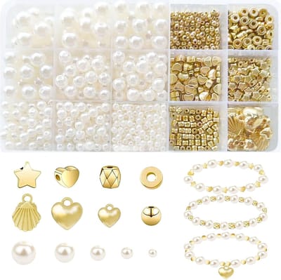 1000 stuks parelkralen voor het maken van armbanden, parelkralen voor het maken van sieraden voor volwassenen, doe-het-zelfset voor zilveren armbandkralen, set voor het maken van vriendschapsarmbanden voor meisjes