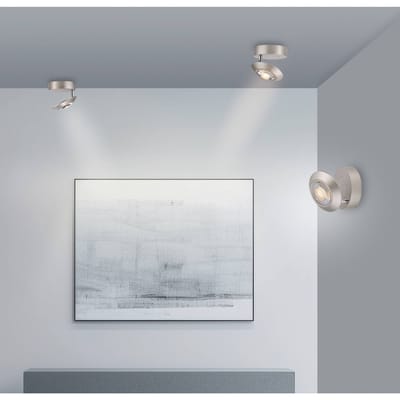 LED plafondlamp PURE Oculis, zilverkleurig, Ø 15 cm, ijzer/glas